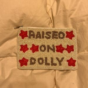 Raised on Dolly beaded clutch